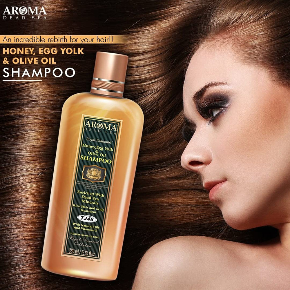 AROMA DEAD SEA Honey Egg Yolk Olive Oil Shampoo ingredients close-up for nourishment