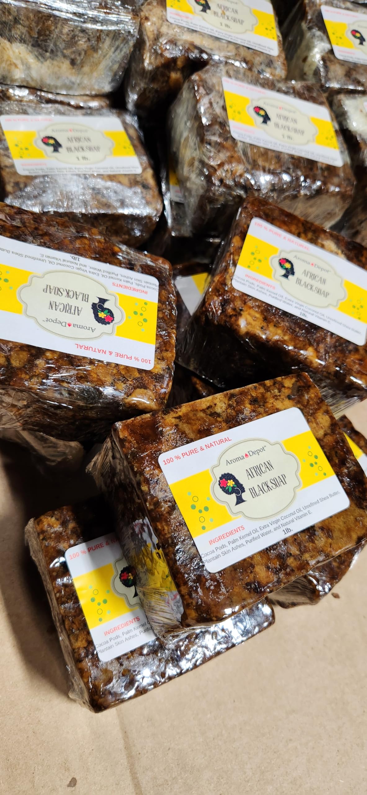 Aroma Depot 3lb natural black soap bar for regular use.