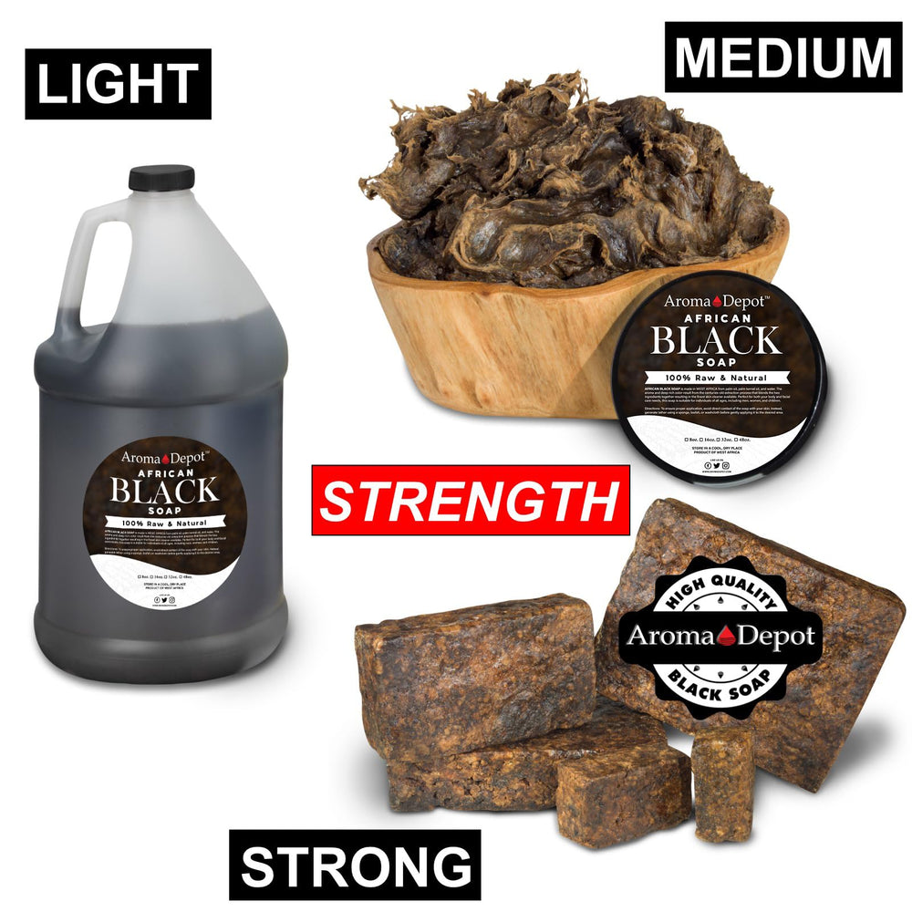 Bathroom scene with Aroma Depot Black Soap set up for everyday self care.