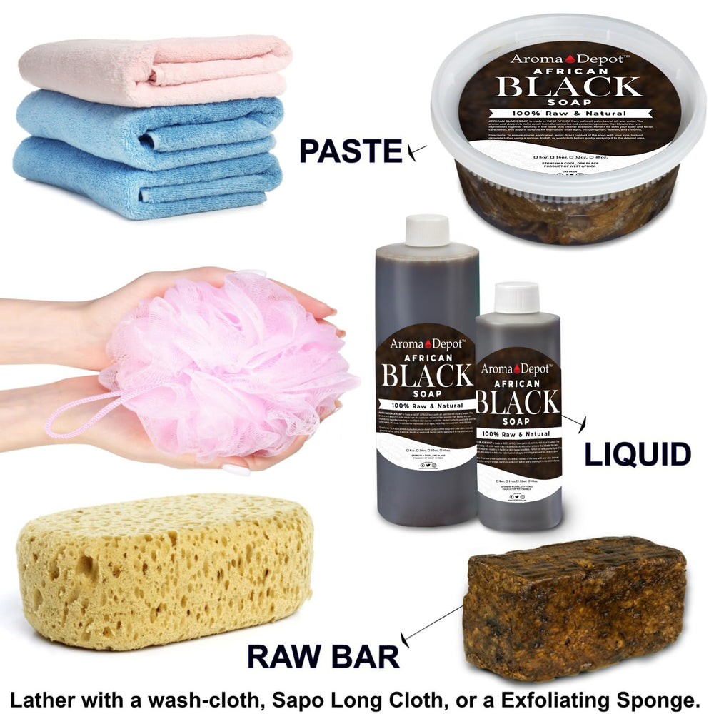 Foaming action of Aroma Depot Black Soap shows lather ideal for face and body use.