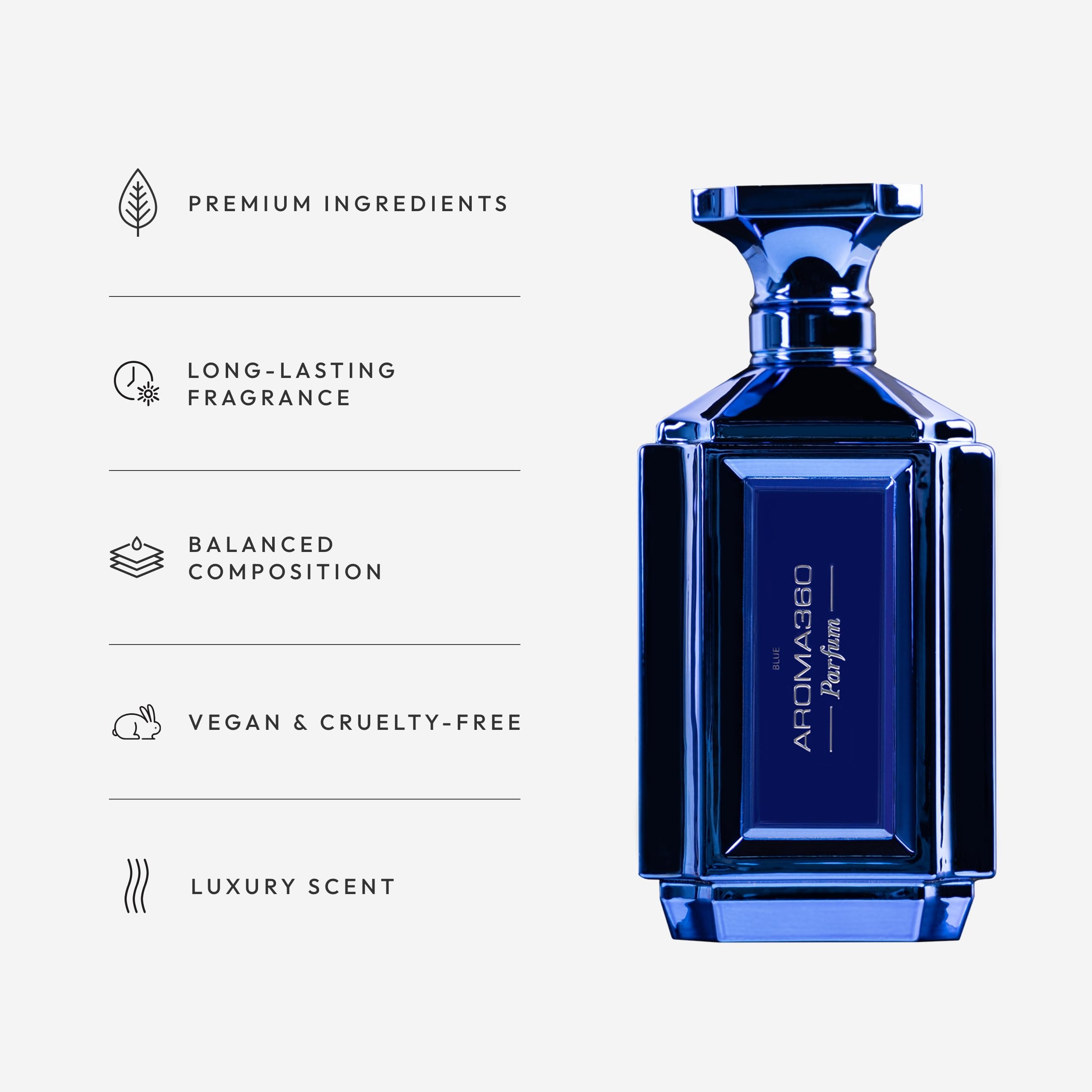 Aroma360 Parfum amber and santal notes close-up adding depth.