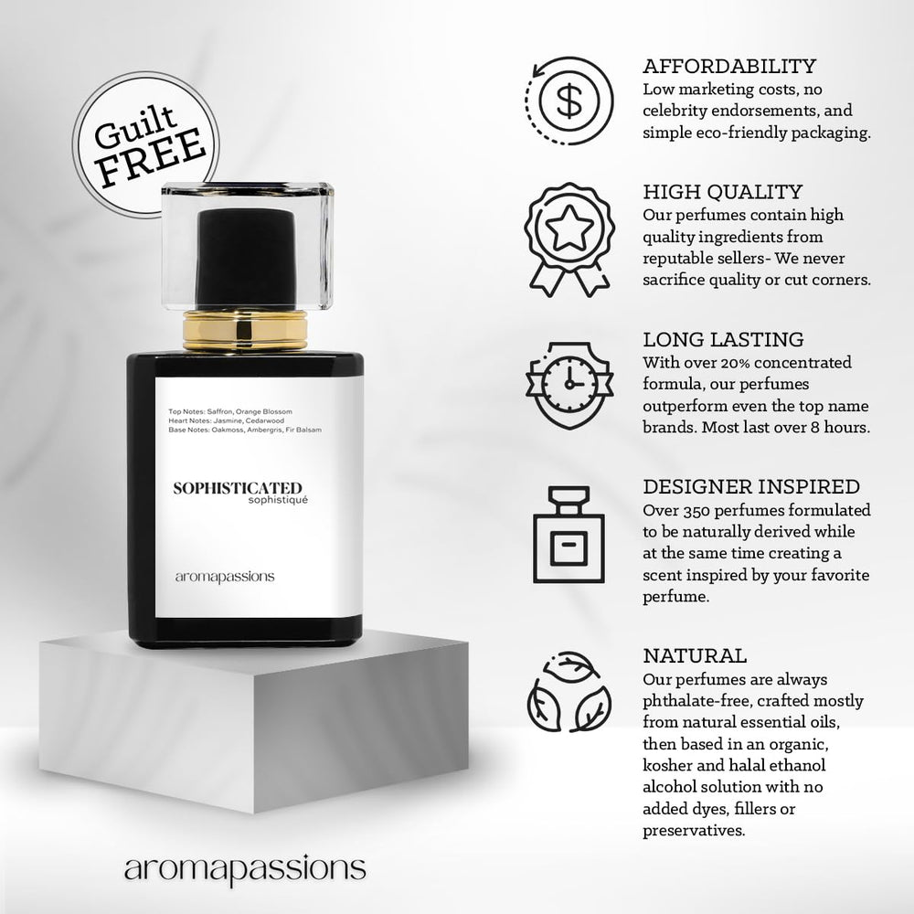aromapassions SOPHISTICATED unisex fragrance is vegan, cruelty-free, and paraben-free