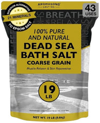 Aromasong Dead Sea Salt coarse grains for soothing soak and skin softness.
