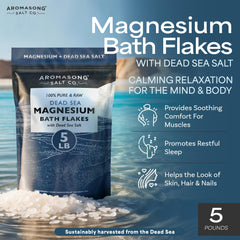 Aromasong Dead Sea salt minerals in a tub scene for skin balance and relaxation.