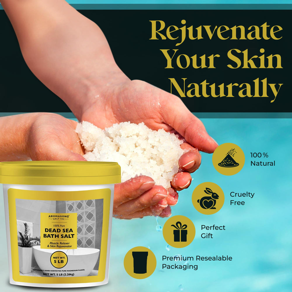 Aromasong label on the bucket highlighting 100% pure mineral salt