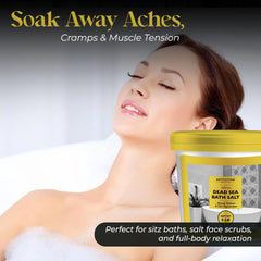 Relaxing bathroom scene with Aromasong Dead Sea salts in warm water