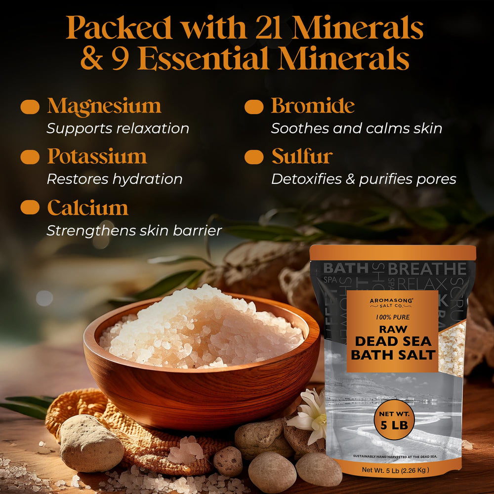 Aromasong mineral salt and Dead Sea mud close-up for skin texture