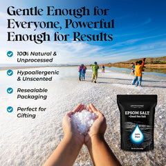 Aromasong Epsom Salt dissolving in water hydrating skin with minerals