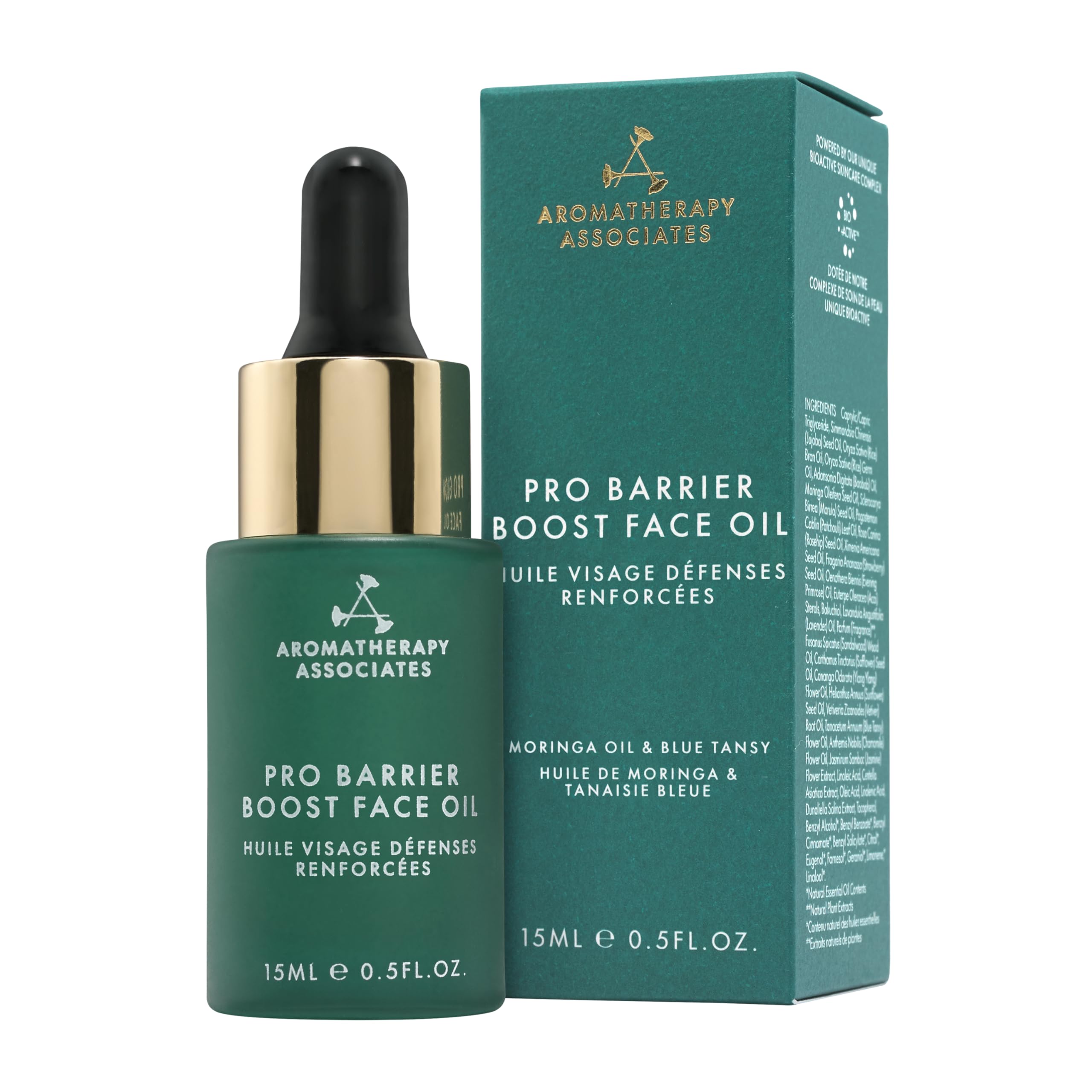Aromatherapy Associates Pro Barrier Boost Face Oil bottle for daily hydration.