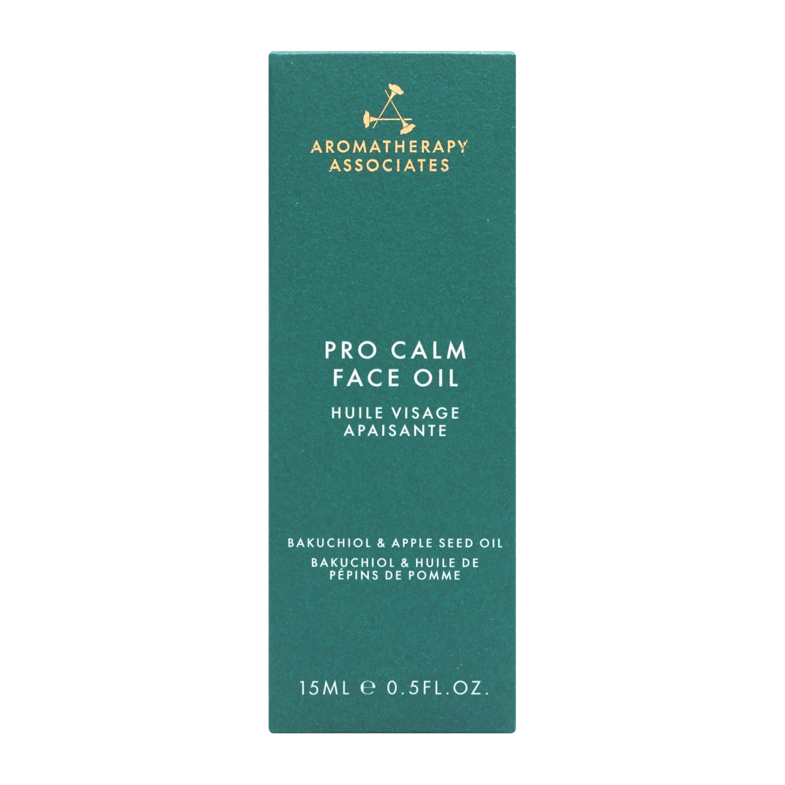 Packaging and branding of Aromatherapy Associates Pro Calm Face Oil conveys luxury calm.