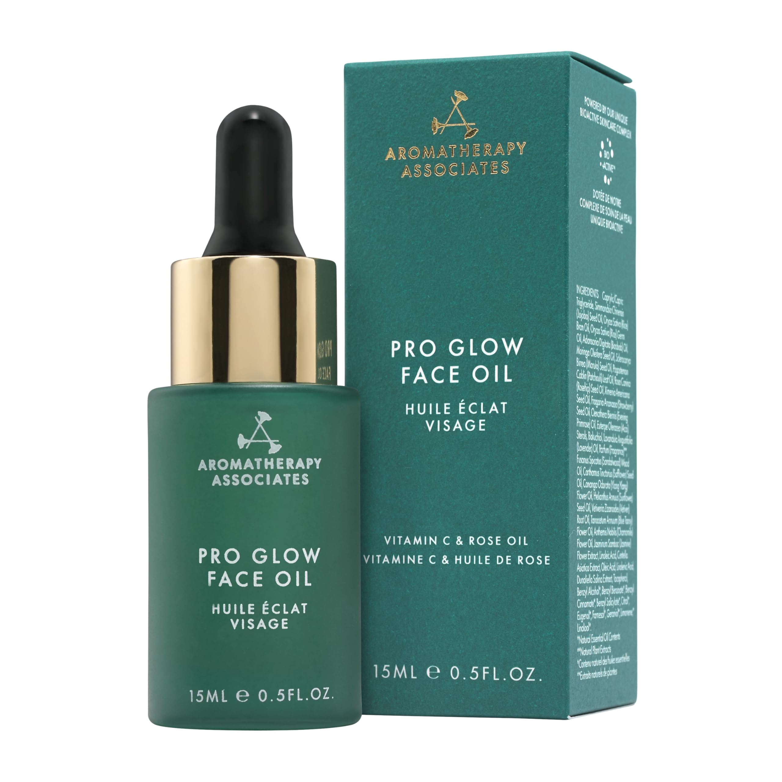 Aromatherapy Associates Pro Glow Face Oil bottle with rose-infused formula for radiant hydration.