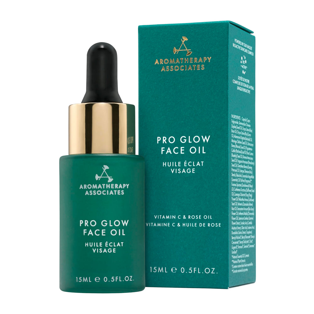 Aromatherapy Associates Pro Glow Face Oil bottle with rose-infused formula for radiant hydration.