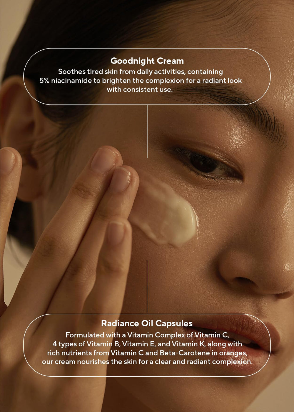 AROMATICA Glow Vita Goodnight Cream orange neroli aroma swatch suggests calming scent.