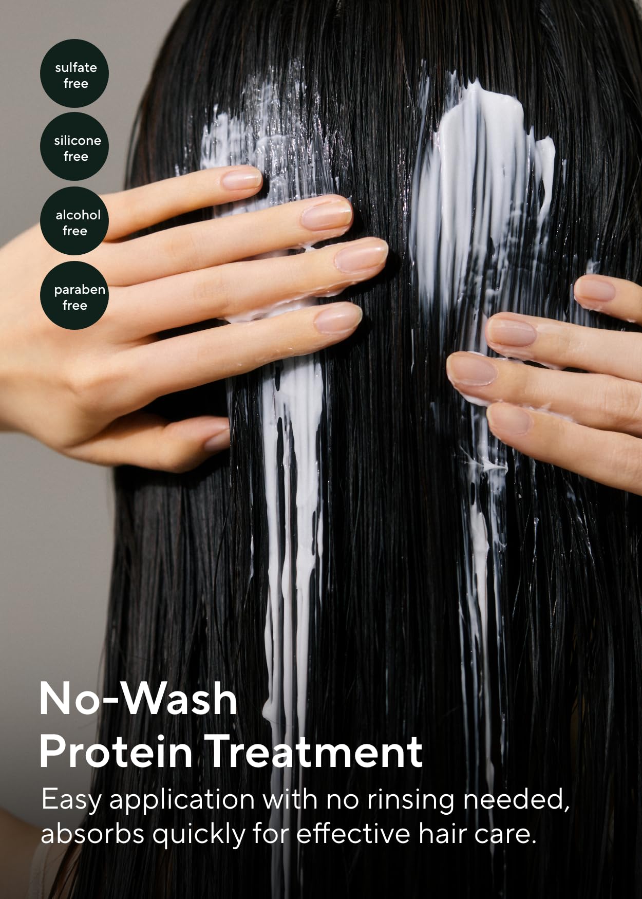 AROMATICA hair application scene suggests easy distribution through curls.