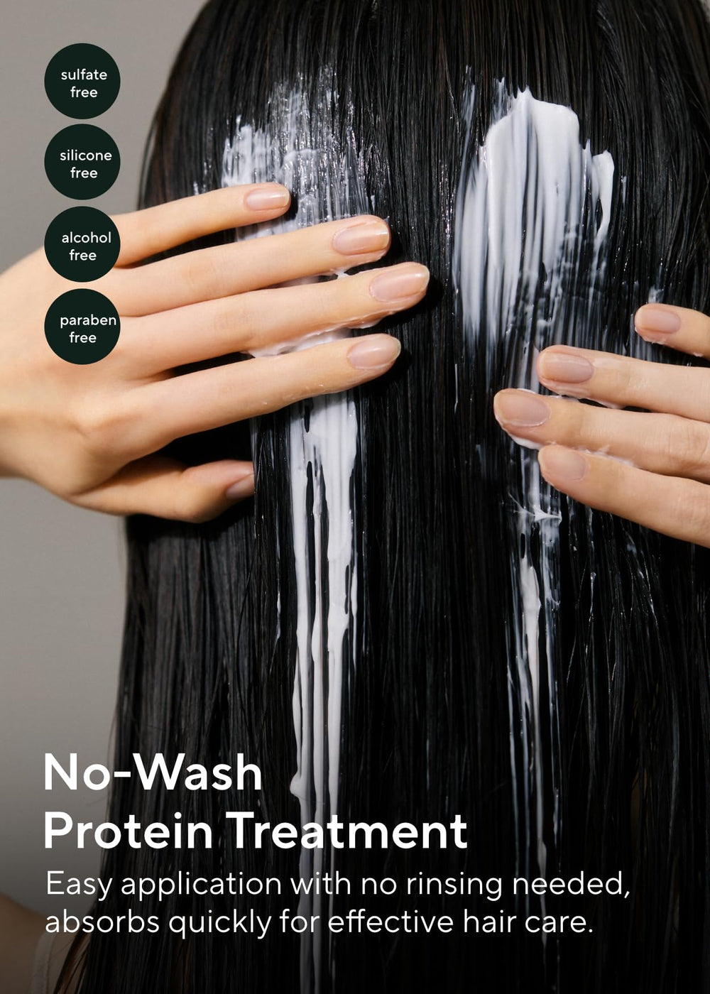 AROMATICA hair application scene suggests easy distribution through curls.