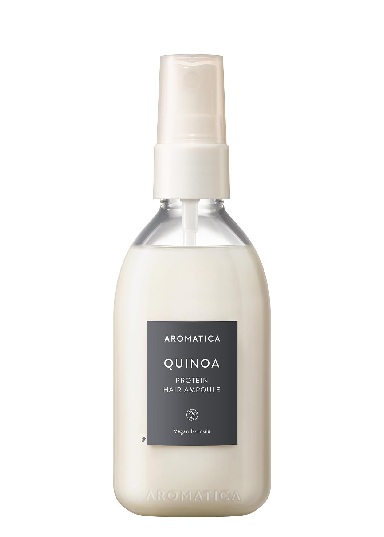AROMATICA Quinoa Protein Hair Ampoule bottle showing vegan hydration for silky hair