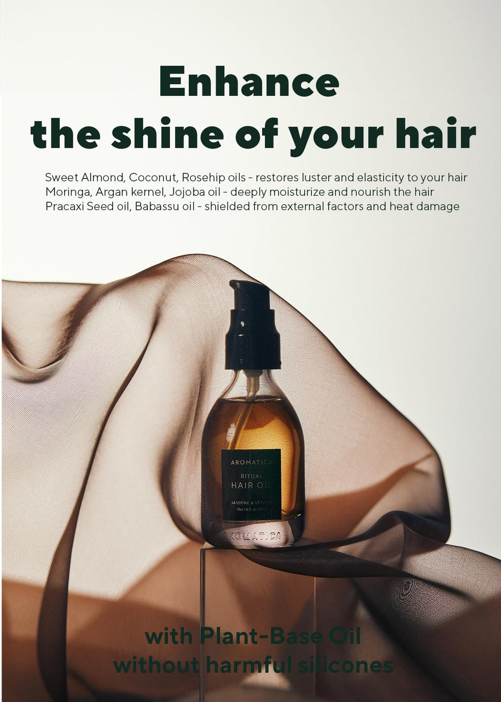 AROMATICA lightweight formula absorbs quickly for non-greasy shine.