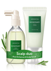 AROMATICA Rosemary Root Enhancer bottle showing scalp-supporting formula for healthier-looking hair.