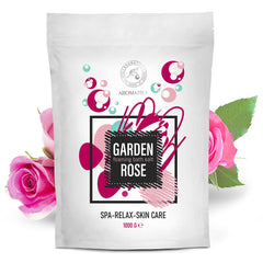 AROMATIKA bubble bath rose-foam close-up highlighting rich lather and rosy scent.