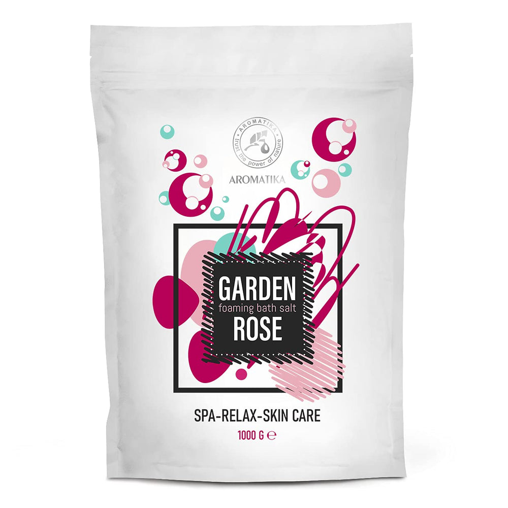 AROMATIKA rose bath foam bubbles in a tub with relaxing aroma for unwinding.
