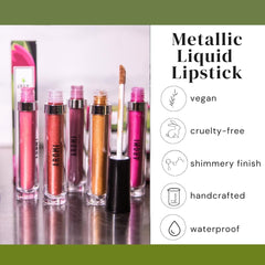 Aromi handcrafted metallic lipstick in a premium tube