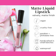 Aromi handcrafted small-batch lipstick label highlights artisanal quality