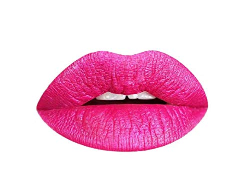 Aromi Fab Flamingo pink metallic lipstick swatch with bold shimmer for vibrant looks