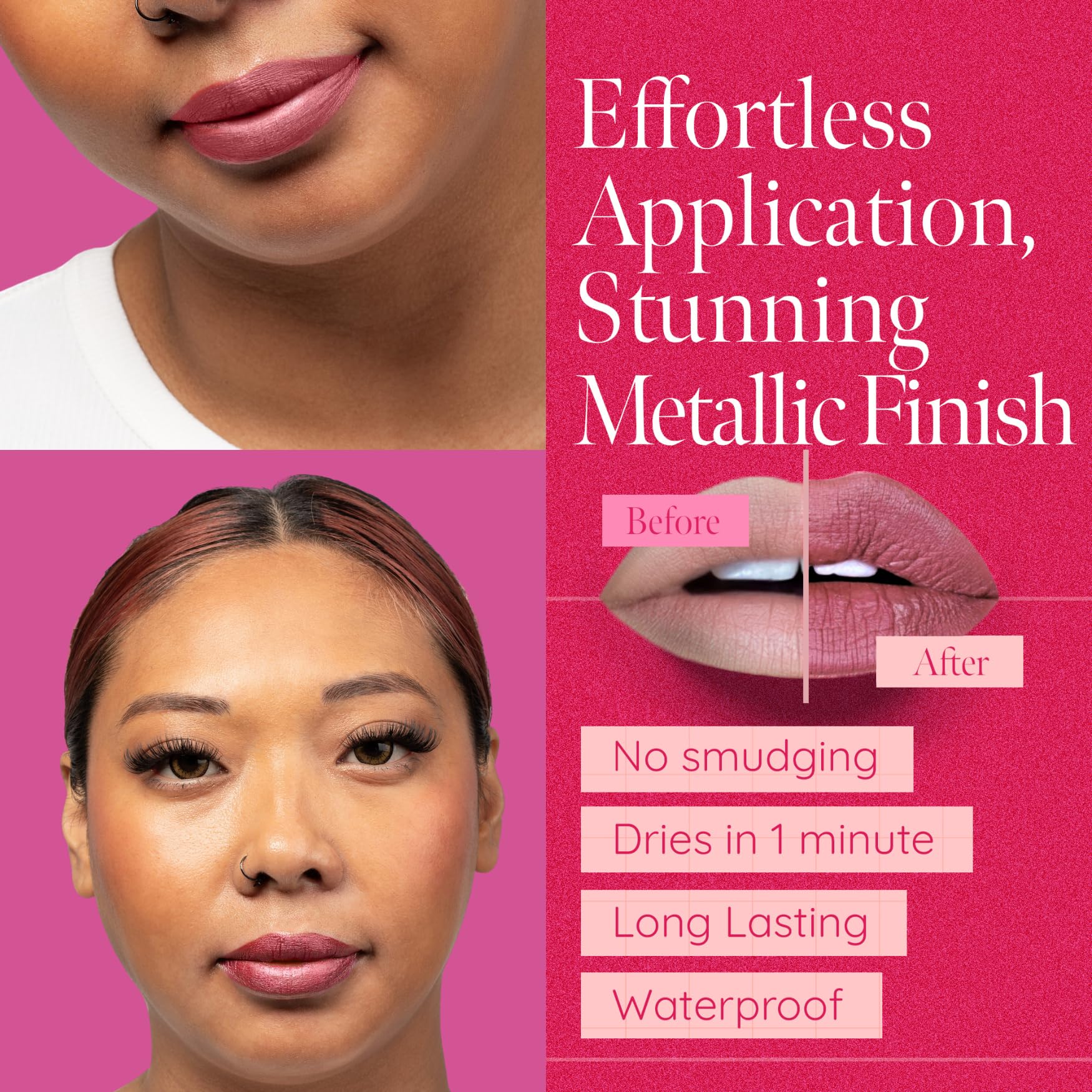 Wand applicator from Aromi Lipstick enables precise, clean application.