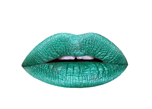 Aromi Mermaid Tail lipstick bottle shows emerald shimmer for bold evening looks