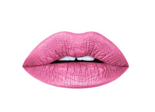 Aromi metallic liquid lipstick tube with pink sugar finish for long wear