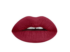 Aromi Red Dahlia matte lipstick bottle shows rich maroon shade with blue undertones.