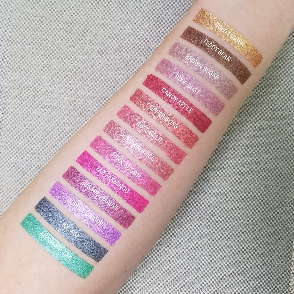 Aromi transfer-proof lipstick resists smudging on swatches