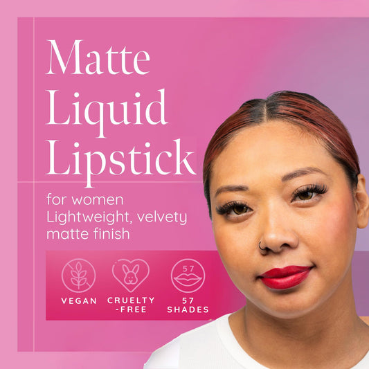 Aromi true red matte swatches on skin to preview shade accuracy.