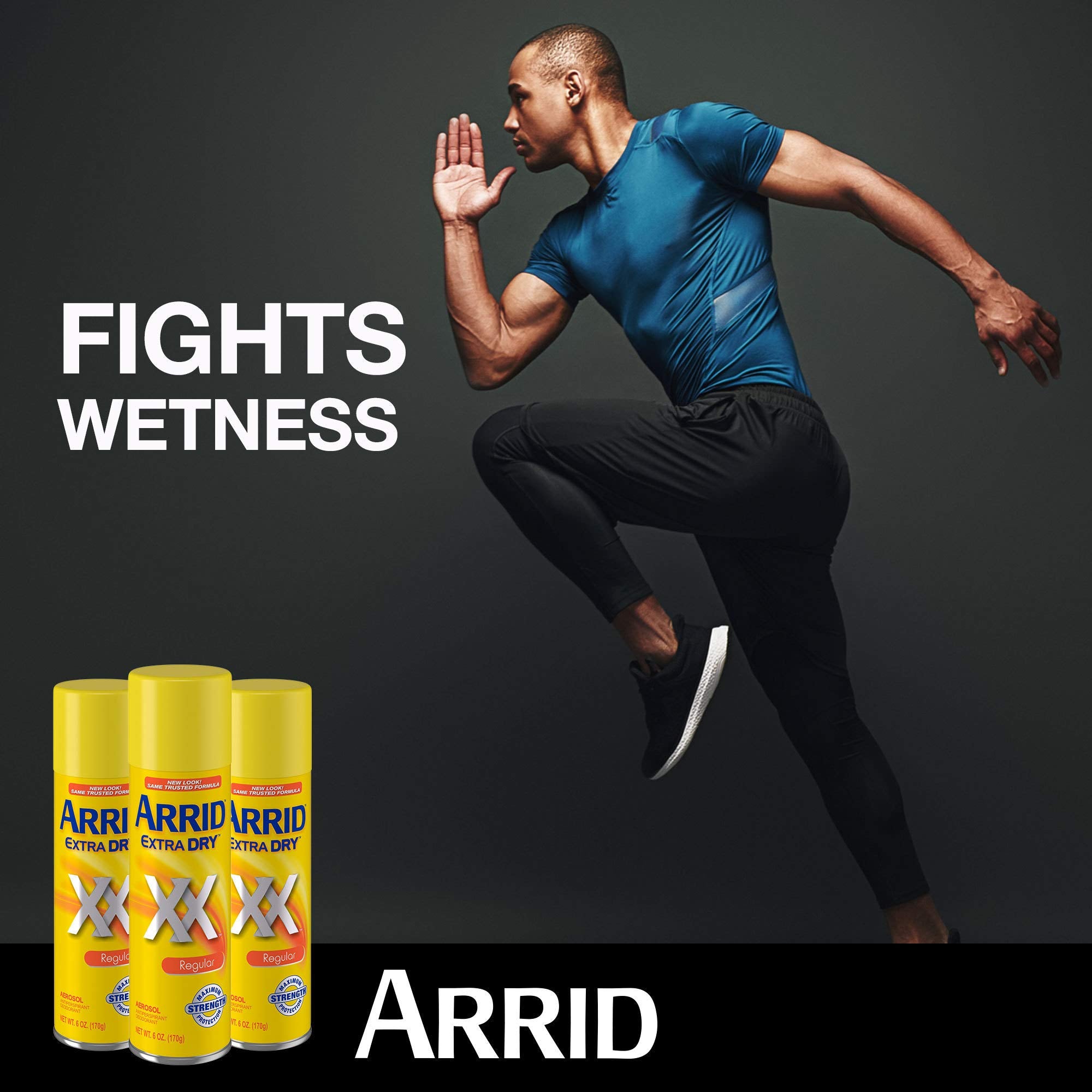 Close-up of Arrid XX Extra Dry can showcasing dry spray formula.