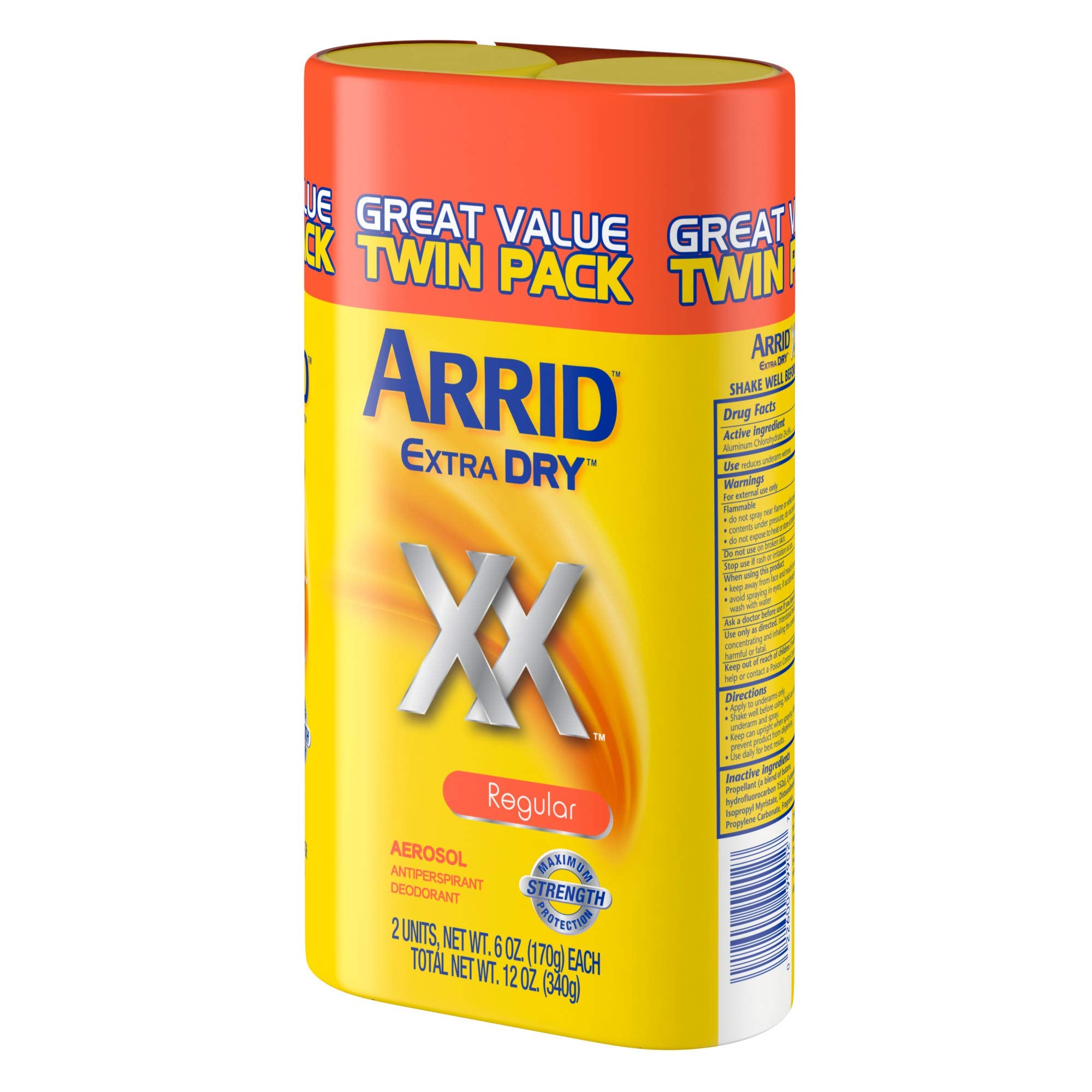 Arrid XX Extra Dry label emphasizes odor control and protection.