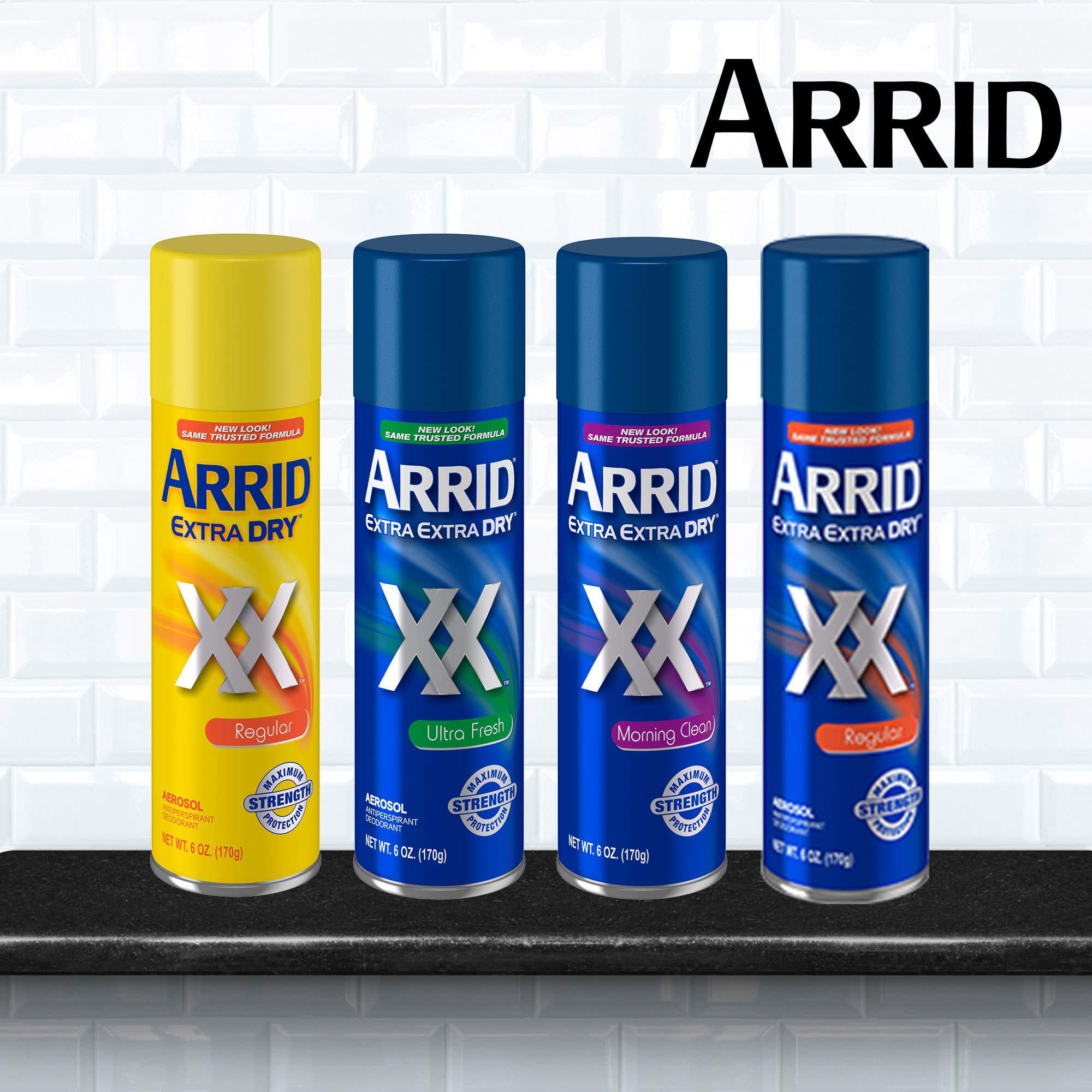 Arrid XX Extra Dry packaging highlights 85+ years of trusted protection.