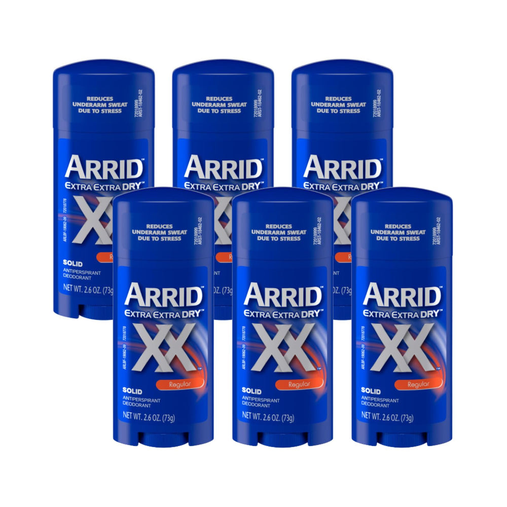 Arrid XX Extra Extra Dry solid deodorant six-pack front view packaging