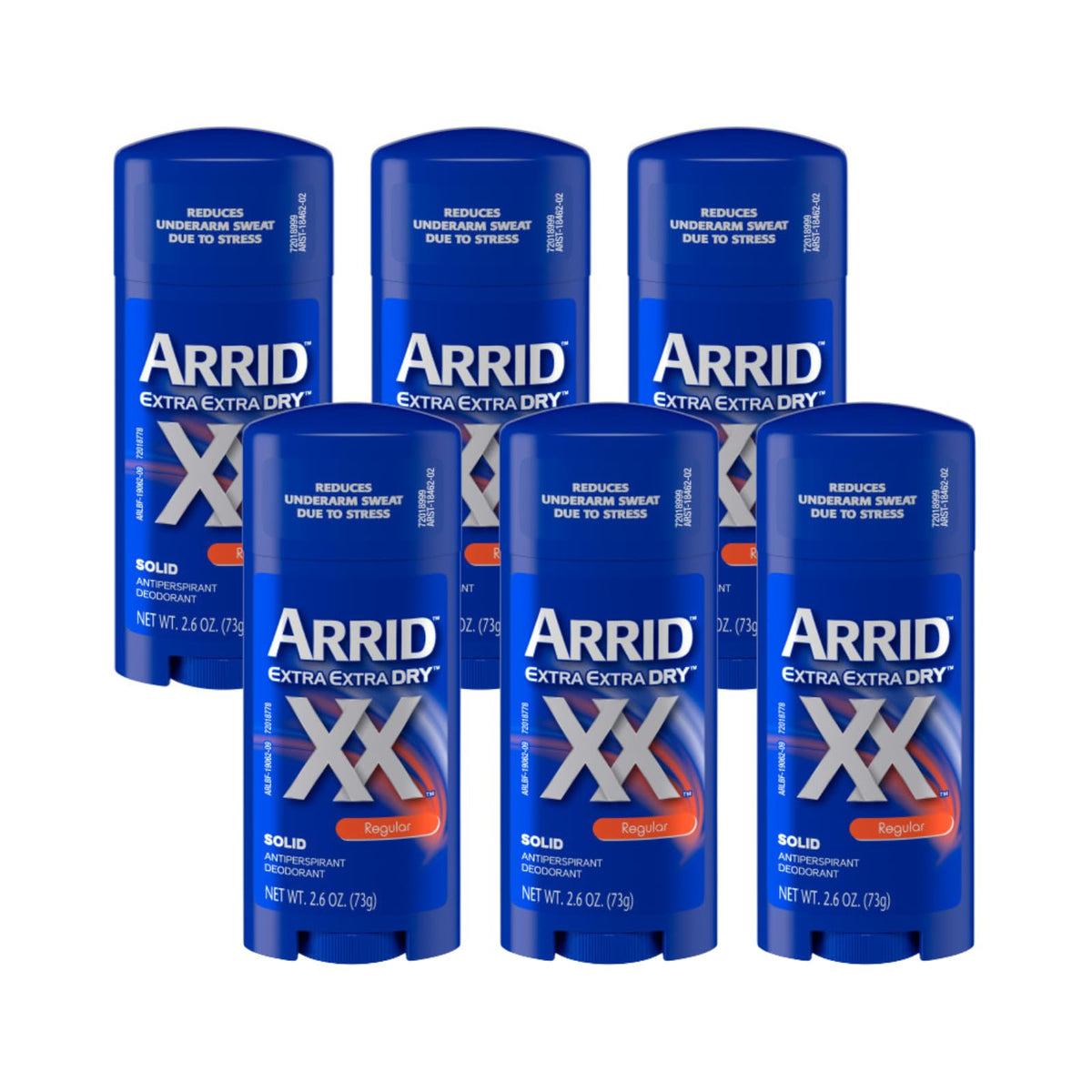 Arrid XX Extra Extra Dry solid deodorant six-pack front view packaging