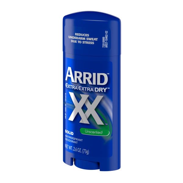 Arrid XX Extra Extra Dry unscented stick in hand shows easy application.