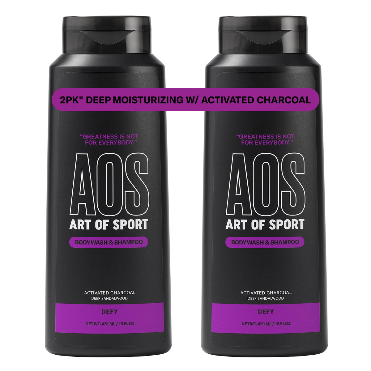 Art of Sport charcoal activated body wash bottle pour showing deep cleansing capability