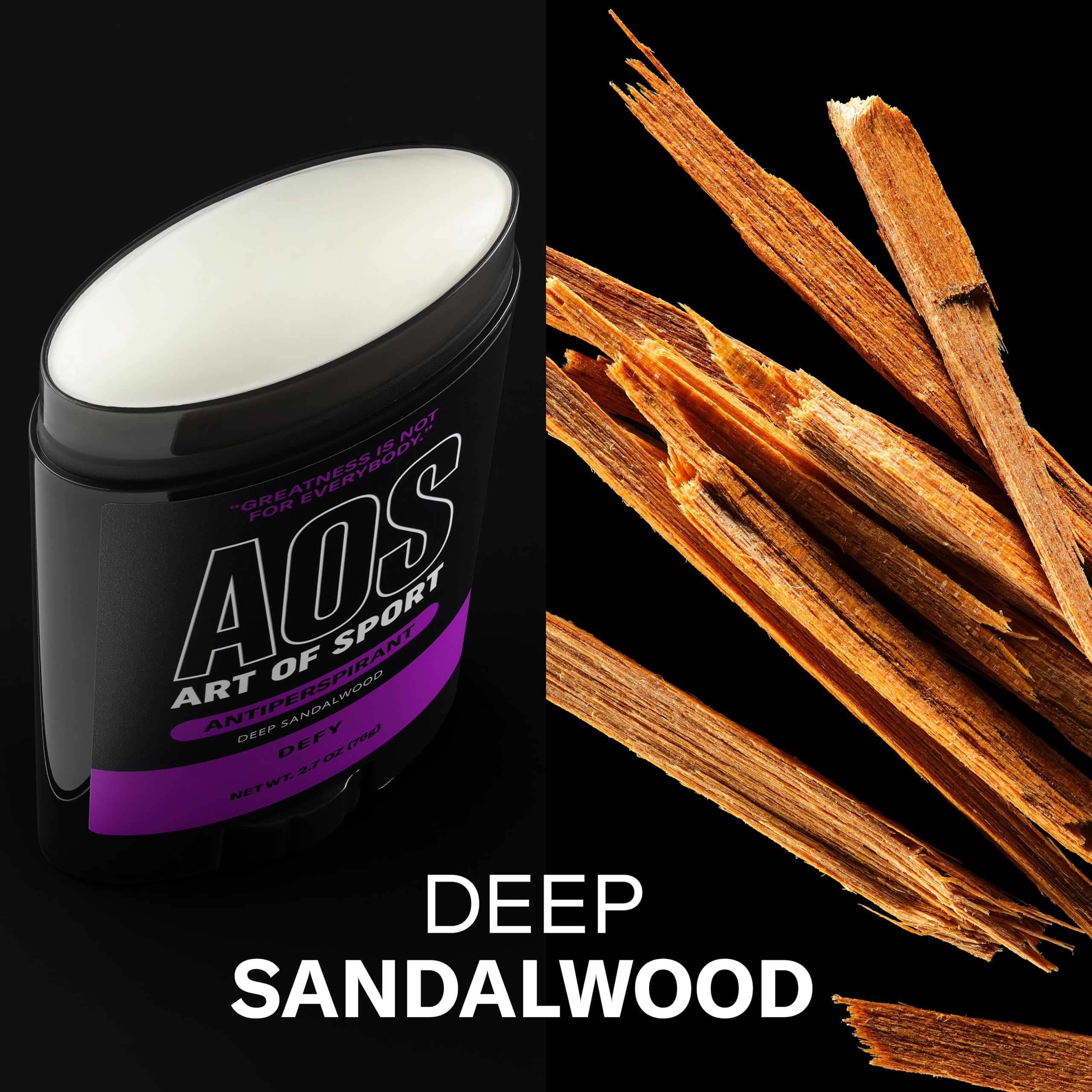Art of Sport Defy sandalwood scent visual conveys bold, refreshing aroma