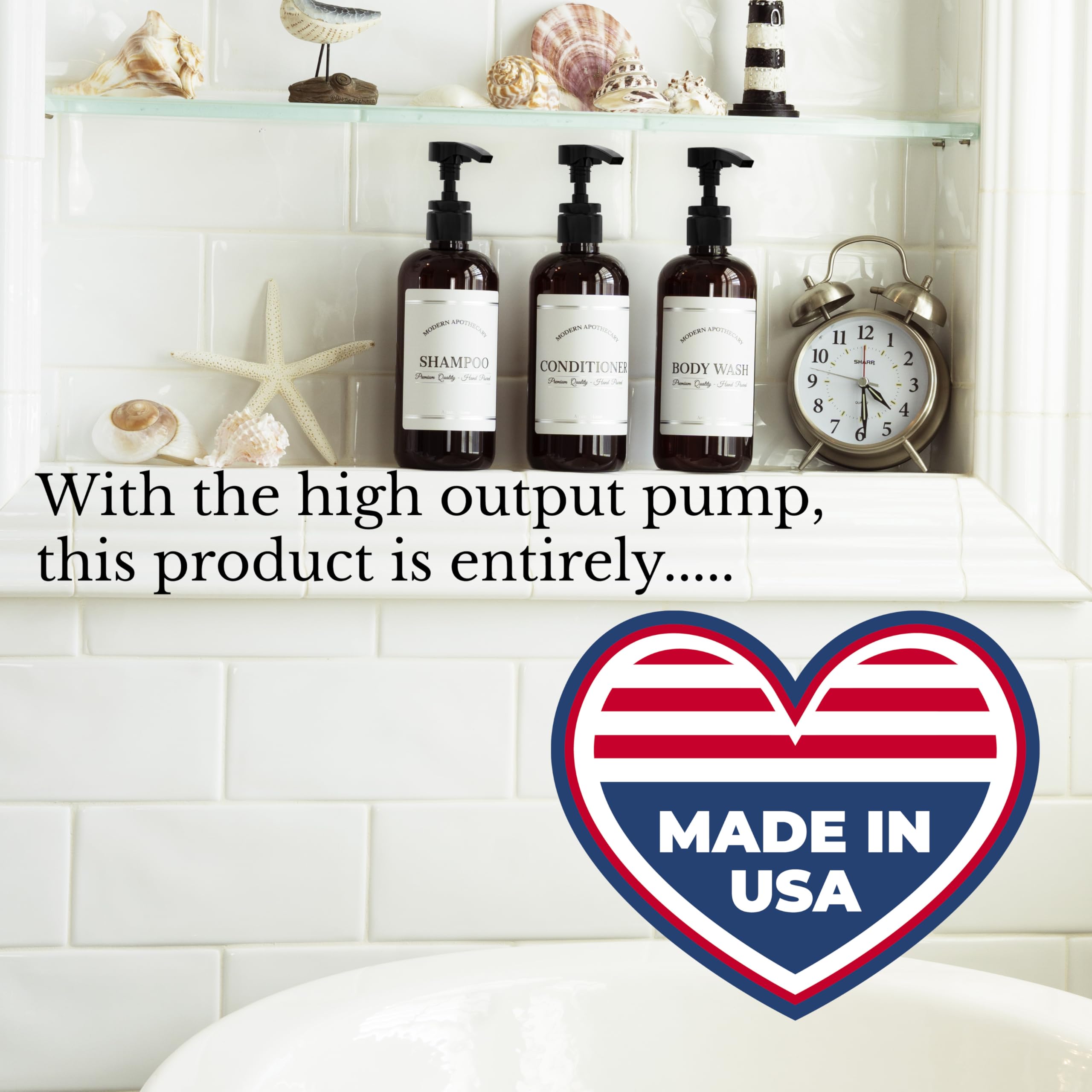 Artanis Home waterproof chrome labels on bottles for sleek bathroom decor.