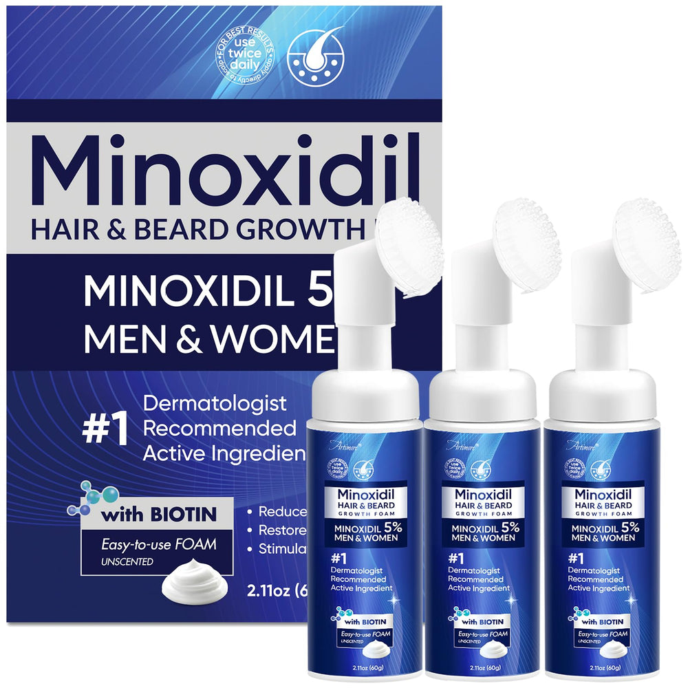 Artimore 5% Minoxidil Foam bottle for easy daily use and precise application.