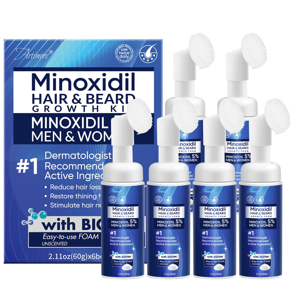 Artimore 5% Minoxidil Foam bottle for daily scalp treatment and visible fullness