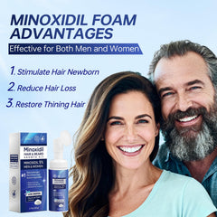 Step-by-step Artimore minoxidil foam application for thinning areas.
