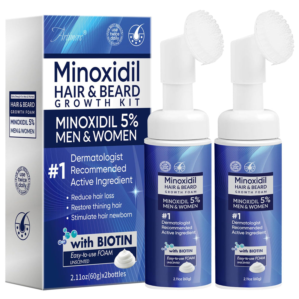 Artimore Minoxidil Foam bottle shows compact packaging for daily use