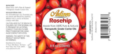 Close-up of ingredients showing rosehip purity and fatty acids.