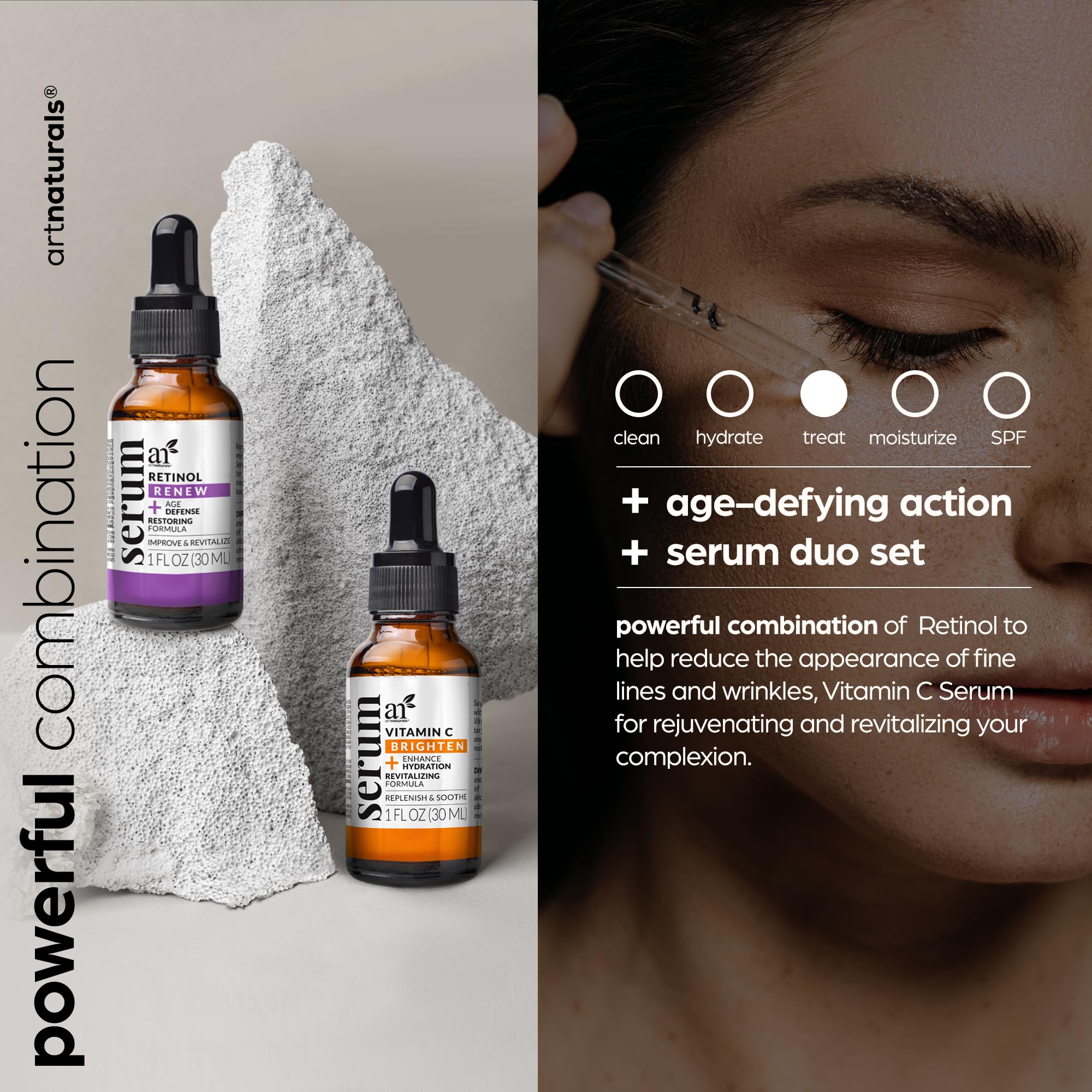 ArtNaturals retinol serum dropper ready for nightly use to support renewal