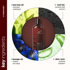 ArtNaturals shampoo on scalp to ease itch and soothe.