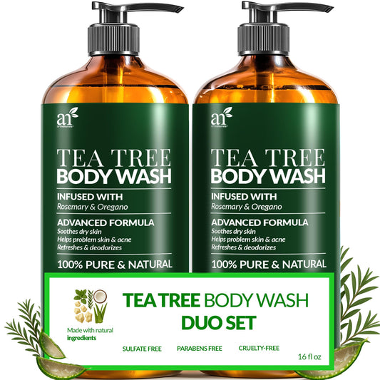 Artnaturals Tea Tree Body Wash bottle for antibacterial cleanse and refreshed skin